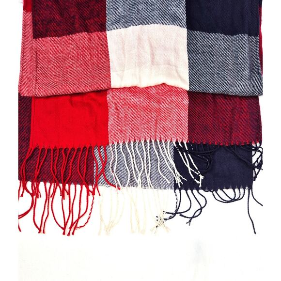 Red White Blue Blanket Scarf Acrylic Oversized Plaid – Pre-Owned VGC - Picture 4 of 7